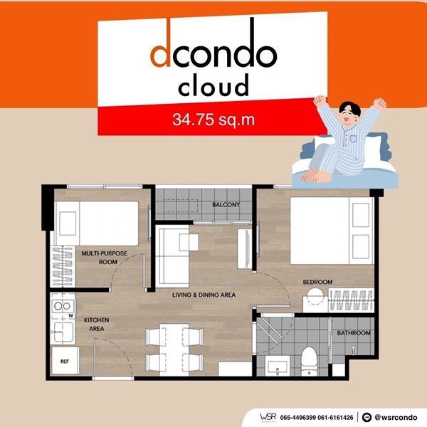 dcondo cloud Don Mueang คอนโด ใกล้สนามบินดอนเมือง แต่งครบ พร้อมอยู่ โทร 082-9946364 รูปที่ 9
