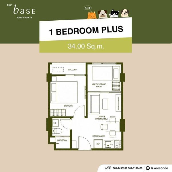 The Base Ratchada 19 คอนโด Pet-Friendly ทำเลรัชดาฯ ใกล้ MRT รัชดาภิเษก โทร 082-9946364 รูปที่ 12