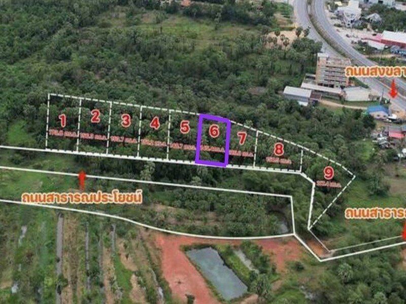 ขายที่ดินสิงหนคร สงขลา แปลง 6 วิวภูเขา 145.4 ตารางวา ติดถนนใหม่ เหมาะสร้างบ้านสวน คาเฟ่ หรือซื้อเก็บลงทุน
