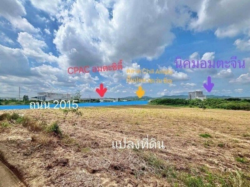 ขายที่ดิน 46 ไร่ สีม่วงเข้ม ติดอมตะซิตี้ มาบยางพรอ ปลวกแดง ระยอง