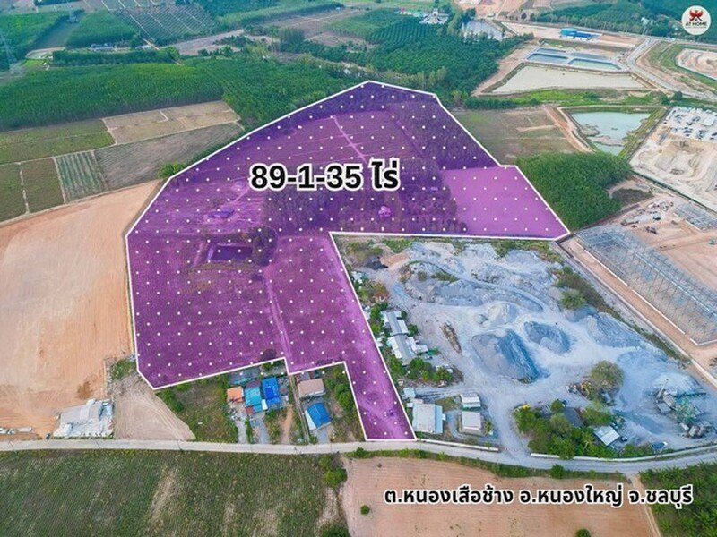 ขายที่ดิน เนื้อที่ 89 ไร่ 1 งาน 35 ตารางวา พื้นที่สีม่วง ติดนิคม w h a 3 หนองใหญ่ ชลบุรี