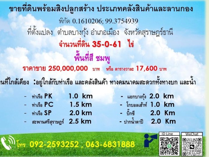 ขายที่ดินแปลงใหญ่ ซึ่งเป็นพื้นที่ติดกัน  โฉนด จำนวน 107-3-81.4 ไร่  สมุทรสาคร
