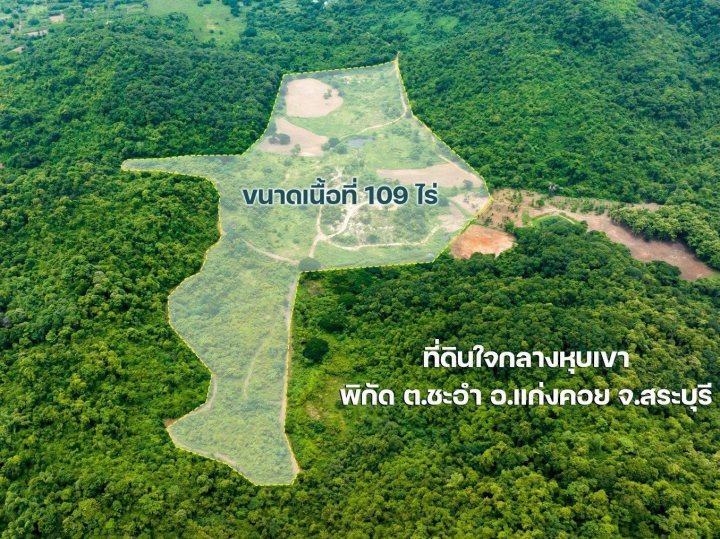ขายที่ดินติดถนน 109 ไร่  เจ้าของขายเอง ตำบลชะอม อำเภอแก่งคอย จังหวัดสระบุรี
