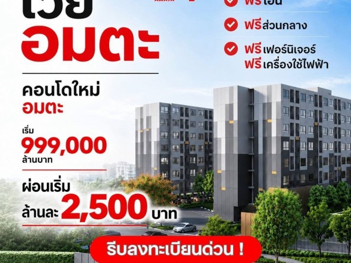 VAY Amata คอนโดแต่งครบ ใกล้นิคมอมตะนคร ห้องแต่งครบ พร้อมเข้าอยู่ โทร 0655639565