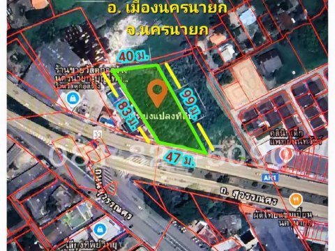ขายที่ดินสวย ใกล้ รพ. นครนายก(1 กม.) ติดถนนสุวรรณศร (ทางหลวงแผ่นดินหมายเลข 33) อ.เมือง จ.นครนายก